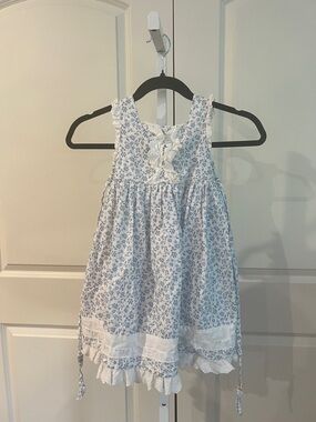 Laura Ashley White and Light Blue Floral Girls' Sundress